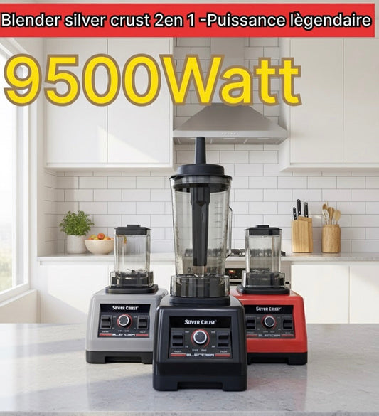 خلاط كهربائي Silver Crust– 9500W | سعة 3 لتر |2 tasses متعدد الاستعمالات